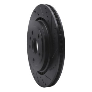 Cadillac ATS Brake Rotor (1) - Rear Right - R1 Concepts - Drilled & Slotted - Black - `16-`24